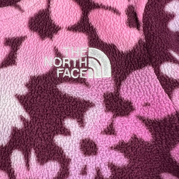 The North Face Sweatshirt Kids Infant 3 Pink Floral Faded Fleece Full Zip Hoodie - Picture 2 of 14